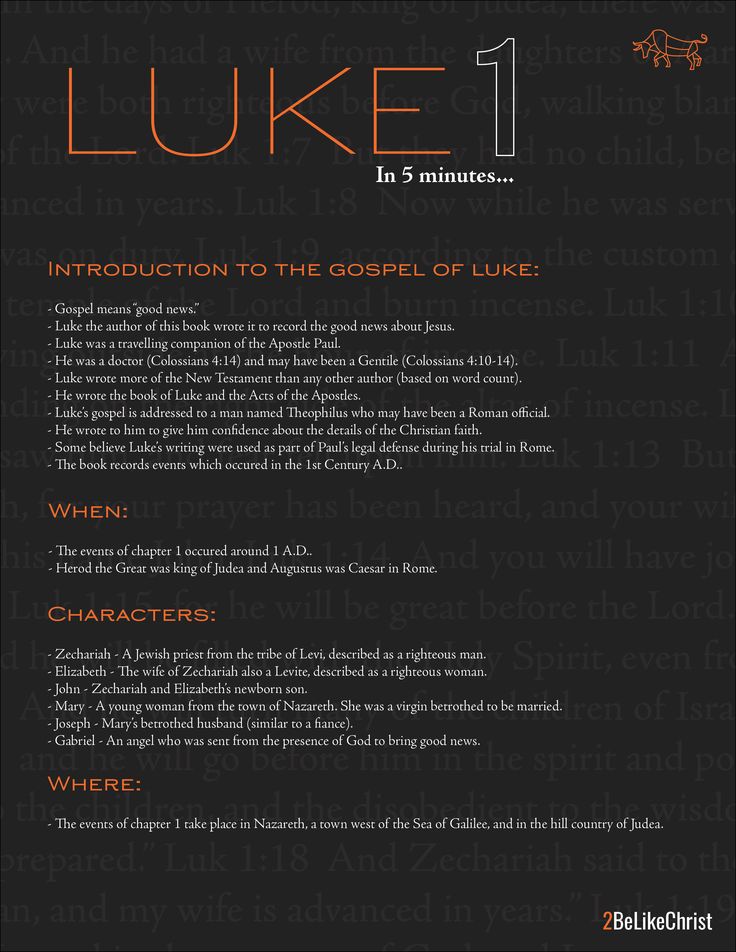 Gospel of Luke Chapter 1 Summary showing Angel Gabriel announcing Jesus' birth to Mary, Elizabeth with John the Baptist, and the key biblical events of Luke Chapter 1